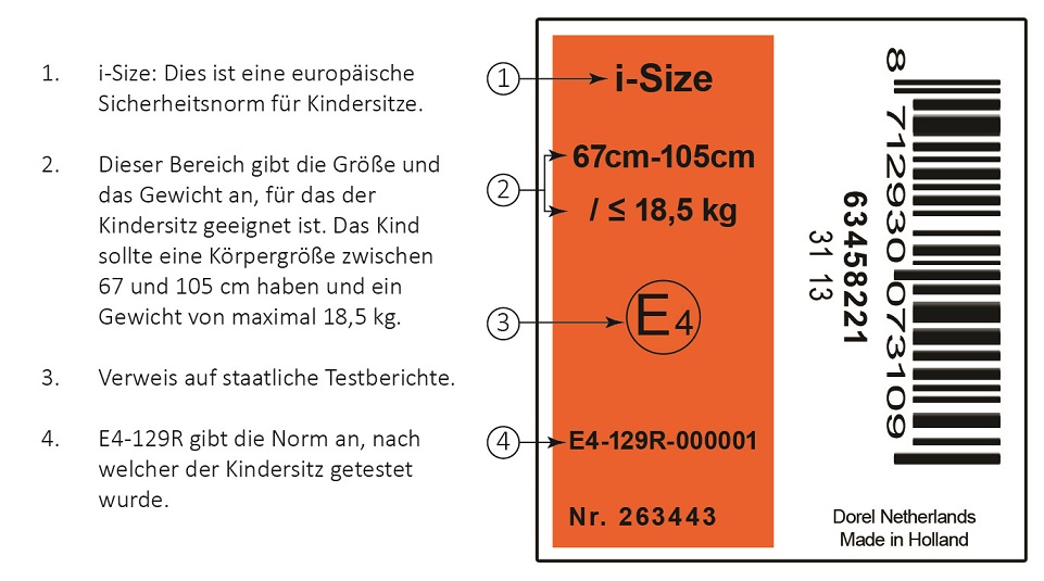 ECE-Prüfsiegel eines Maxi-Cosi-Kindersitzes